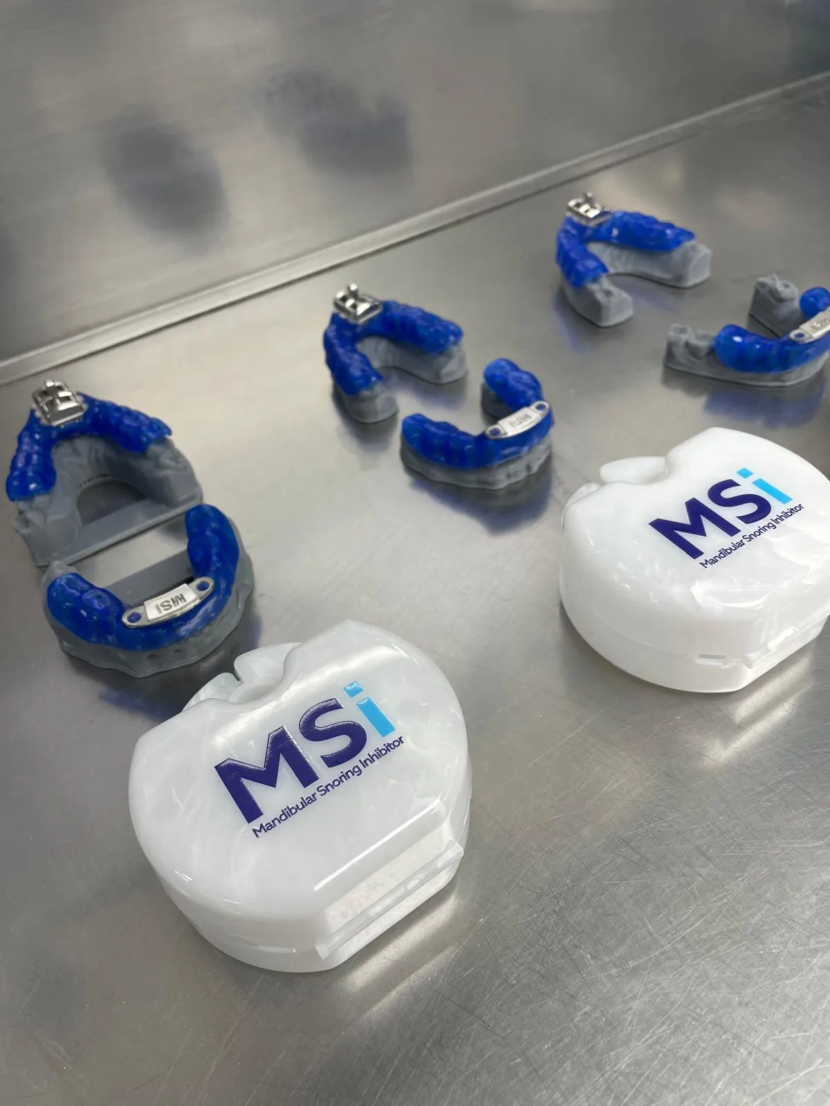 MSi mandibular snoring inhibitor appliances with branded cases